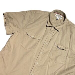 GOODTHREADS Mens Tan Short Sleeve Button Down Cargo Shirt Utility Pockets XL